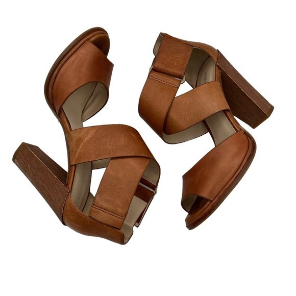 Kenneth Cole Sora Leather Criss Cross Block Heel Sandals - Picture 3 of 10